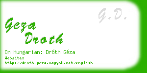 geza droth business card